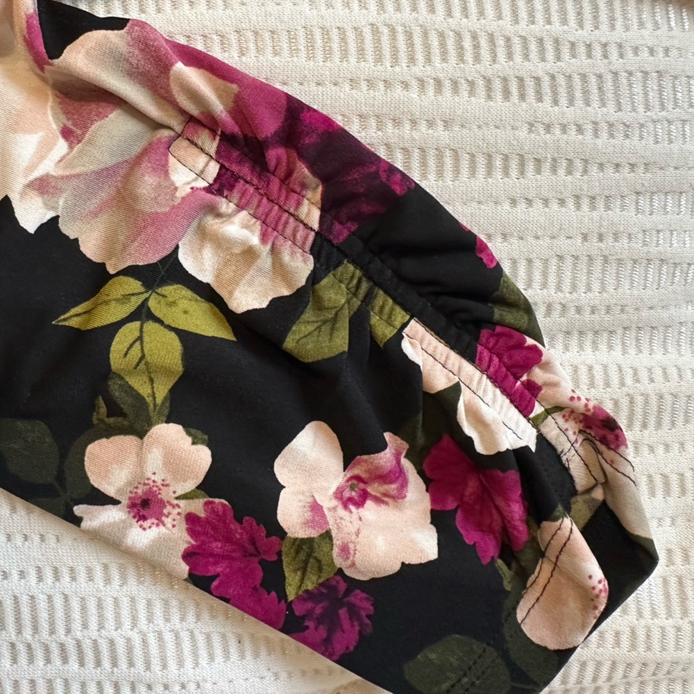 Vintage Floral Calvin Klein Womens Blouse 2X Ruched Sleeve Bohemian Romantic - Picture 8 of 8